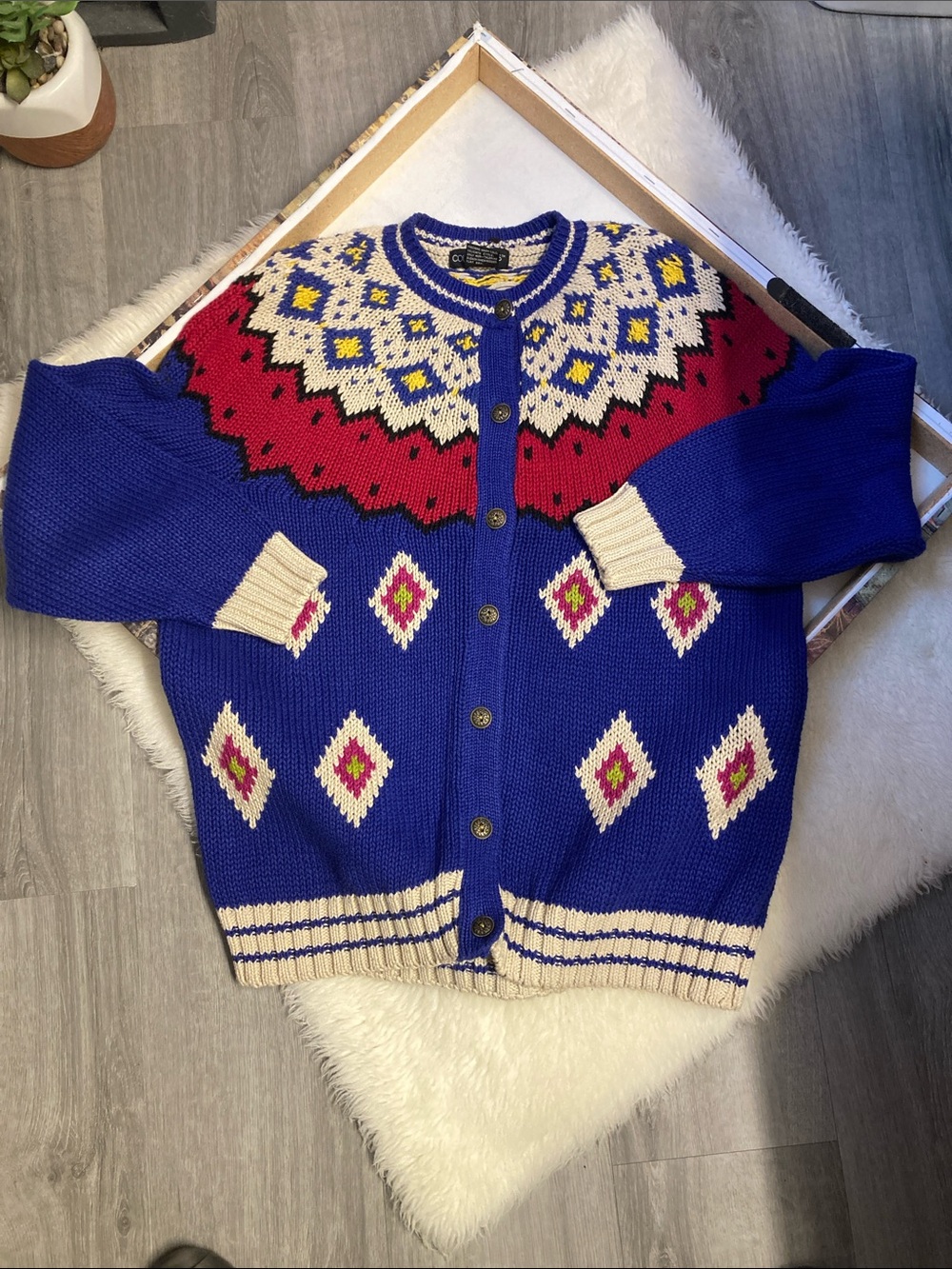 VINTAGE Fair Isle Button Down Sweater Women’s Size L
